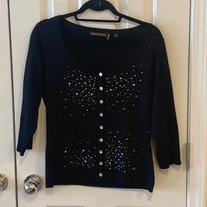 Barami black 3/4 sleeve black embellished sweater size M